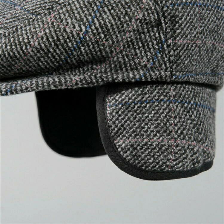 メンズ 帽子 秋冬 ハンチング帽子 2WAY 耳当て付き 中綿入り 防寒 防風 保温 高齢者 お年寄り シニア キャスケット キャップ 父の日 贈り物 お誕生日 クリスマス プレゼント 56-58cm 敬老の日 ギフト 黒 グレー チェック柄