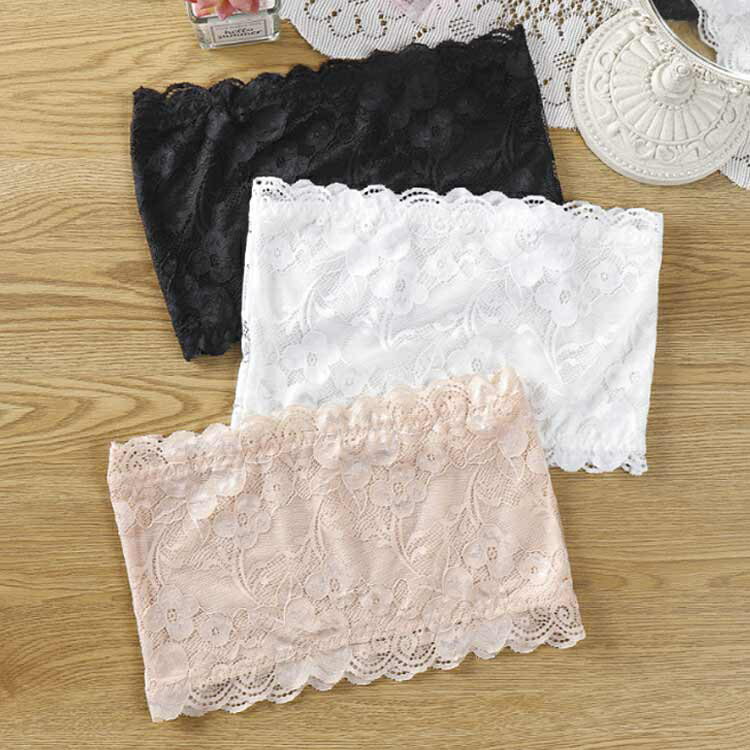 チューブトップ ノンワイヤー ブラ レース チューブトップブラ ブラジャー ブラトップ ストラップレスブラ インナー ノンワイヤーブラ ワイヤーなし 落ちない ずれない 紐なしブラ 下着 チラ見え防止 黒 白 母の日 ギフト 2