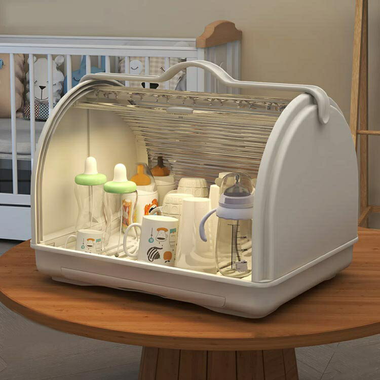 哺乳瓶ケース 卓上ボルダー 持ち手付き 水切り ボックス 哺乳瓶乾燥ラック スタンド 持ち運び便利 防カビ 清潔 かわいい 赤ちゃん 哺乳瓶キャリー アウトドア 大容量 クリア 防塵 虫よけ 哺乳瓶収納 マルチ収納 出産準備 出産祝い プレゼント 送料無料 2