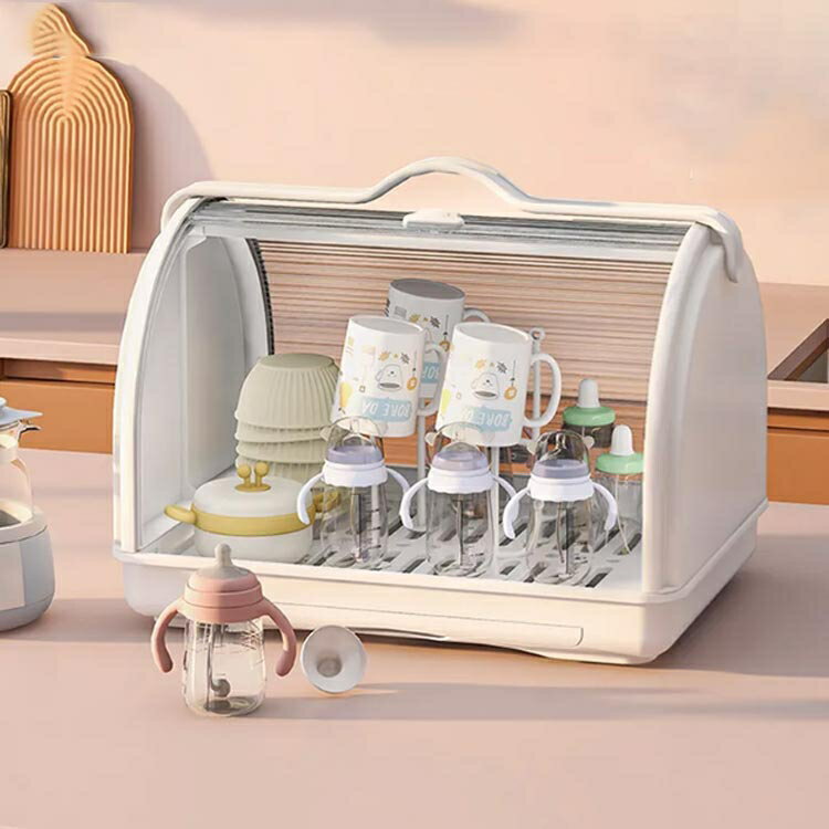 哺乳瓶ケース 卓上ボルダー 持ち手付き 水切り ボックス 哺乳瓶乾燥ラック スタンド 持ち運び便利 防カビ 清潔 かわいい 赤ちゃん 哺乳瓶キャリー アウトドア 大容量 クリア 防塵 虫よけ 哺乳瓶収納 マルチ収納 出産準備 出産祝い プレゼント 送料無料 3