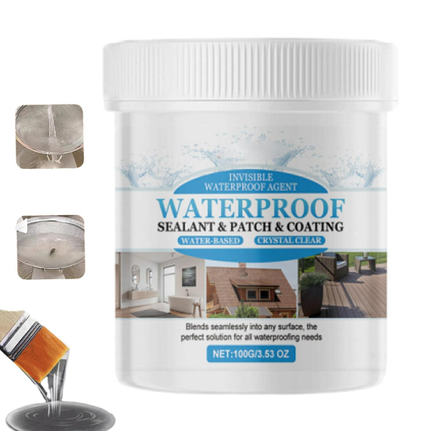 透明タイプ防水接着剤 水漏れ補修剤 強力シーラント 内外壁用 UV対策 補修液 漏れ接着剤 無臭エコ 防水漏れ防止剤 屋内 屋外用 タイル 壁対応 塗りやすい 100g/300g