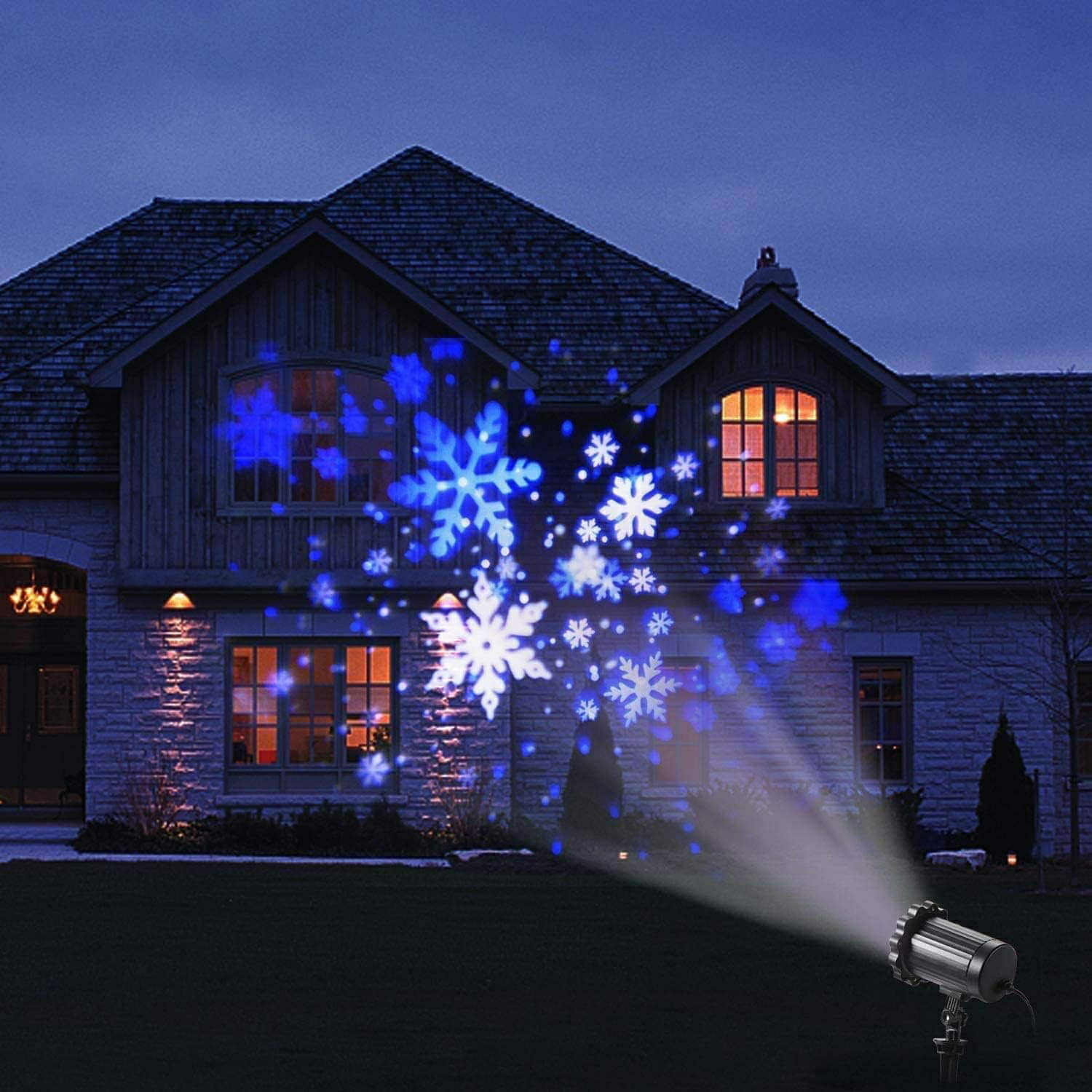 雪が降る プロジェクターライト クリスマス 防水LEDクリスマス ホリデープロジェクターランプ ガーデン..