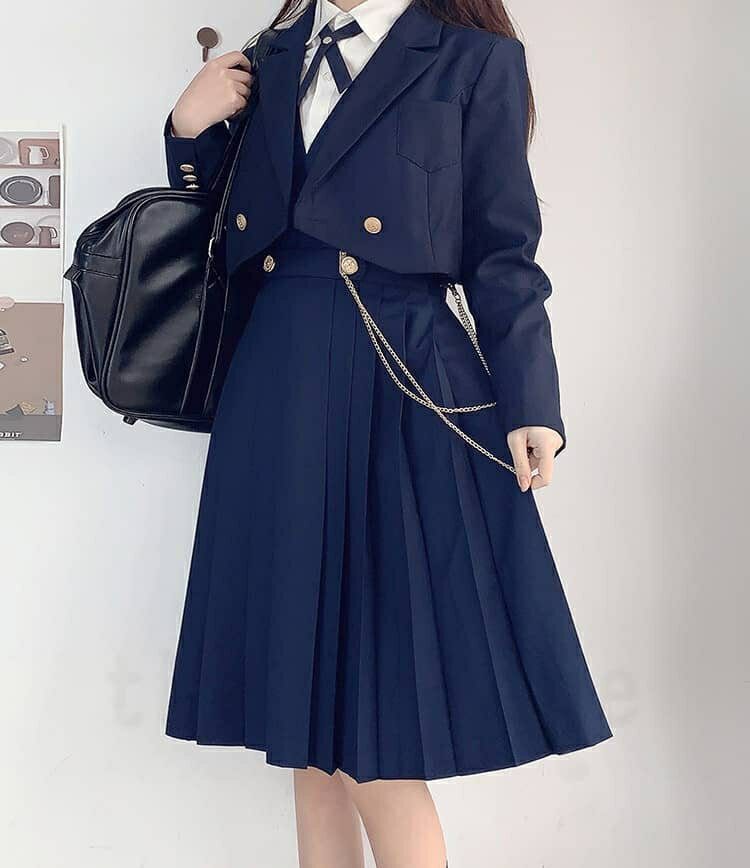 卒業式 女の子 卒業スーツ 入学式スーツ 150 160 165 6点セット(ジャケット ワンピース シャツ リボンタイ ワッペン チェーンエンブレムクロス) 子供服 卒服 小学校卒業式スーツ 子供スーツ 小学生 中学生 高校生 フォーマルスーツ 卒業式服 お受験 発表会