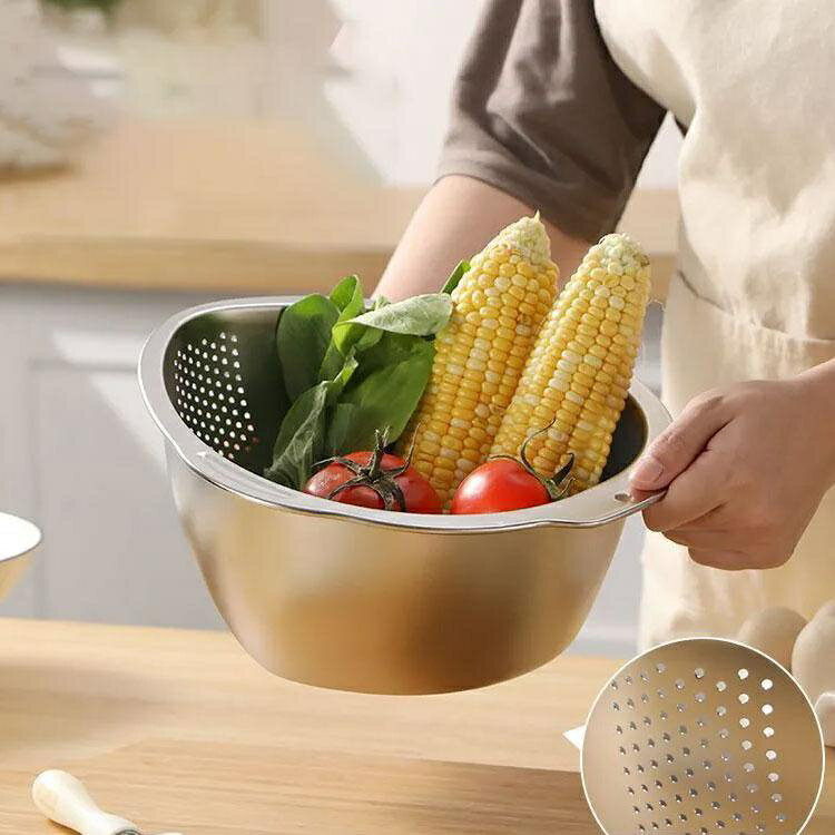 水切りボウル ステンレス 米とぎ ボウル ザル 水切り 3WAY ざる ボウル 米とぎ ザル 水切りかご 耐熱ボ..