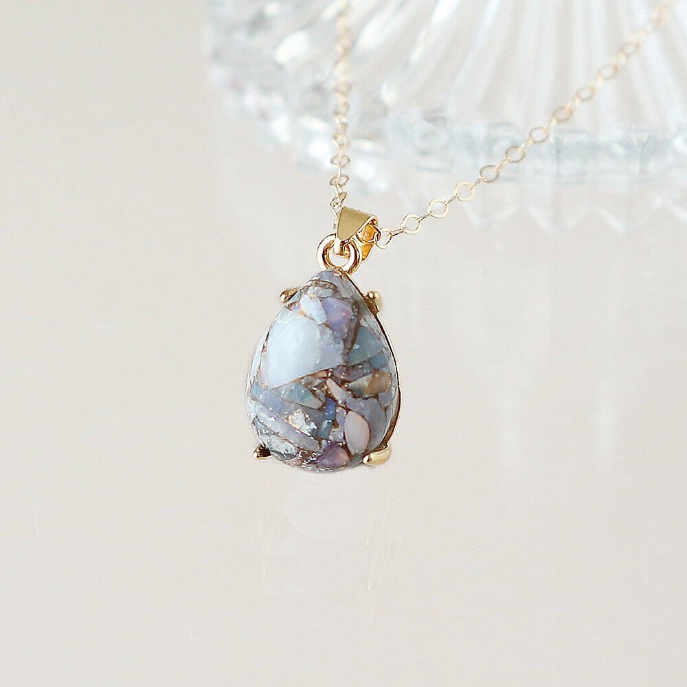 コッパーオパール ペアシェイプ 約14×10mm / 【14KGF・ゴールドフィルド製 (ゴールド)】or 【SILVER925..