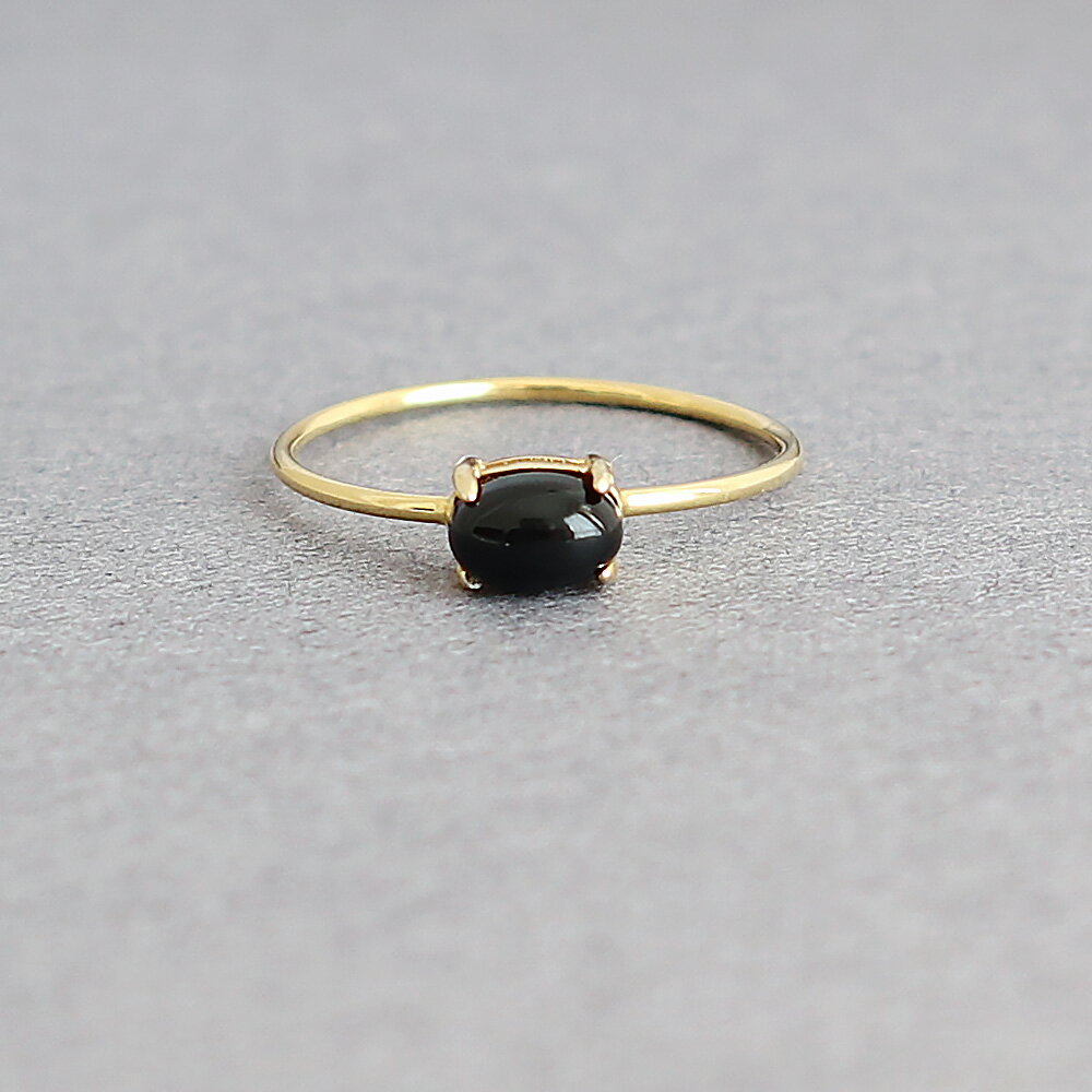 オニキス オーバルカボション 約6x4mm 指輪 Silver925製 18KGP仕上げ ゴールド Silver925製 ロジウム仕..