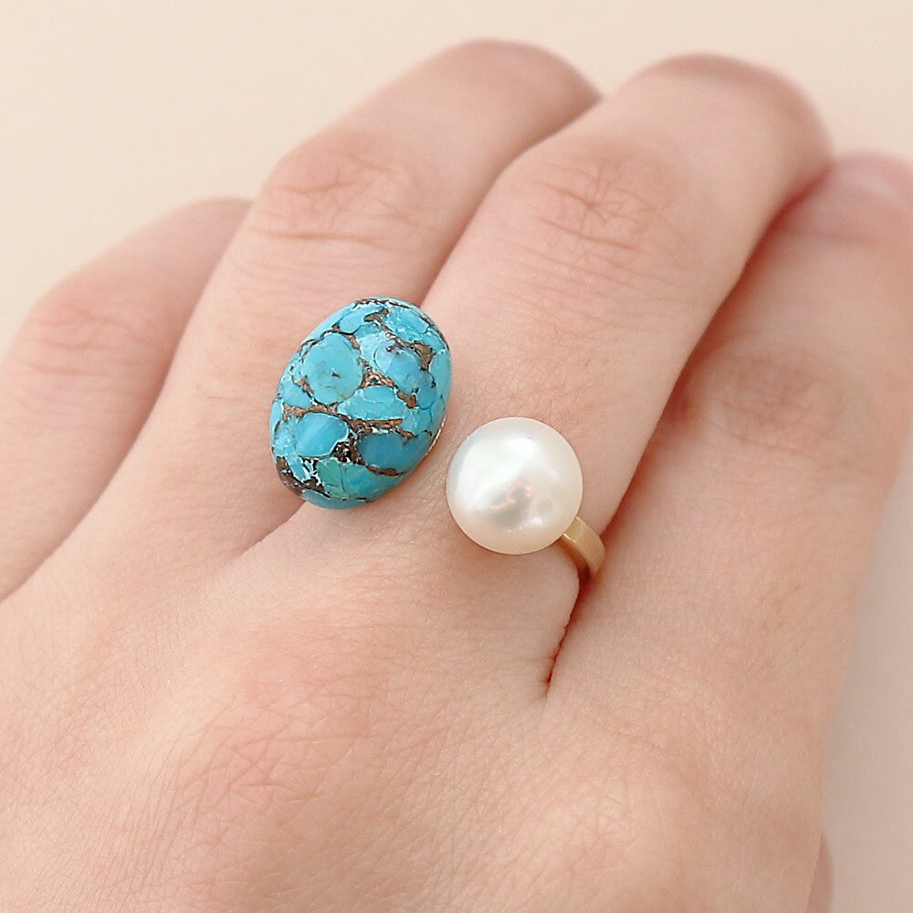 ブルーコッパーターコイズ×淡水ボタ...