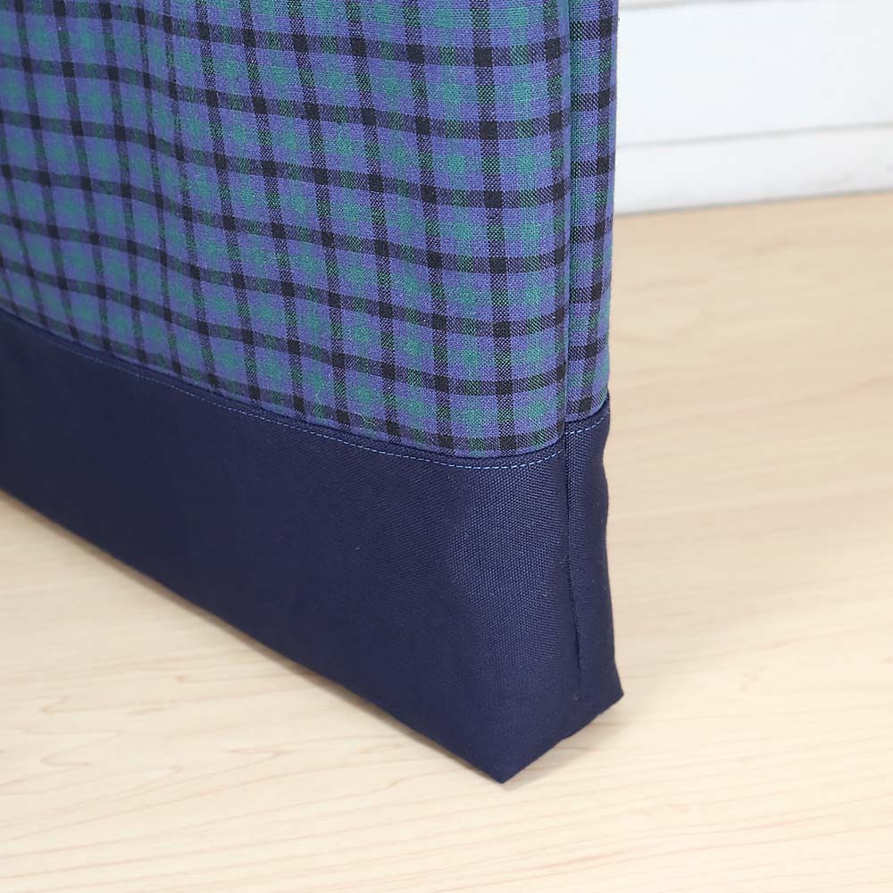 上品ネイビーグリーンチェック×ネイビー 持ち手切替 タータンチェック マチありレッスンバッグ / お稽古バッグ 手提げ 男の子 女の子 入園入学グッズ 通学バッグ 絵本バッグ 『ハンドメイドバッグ』『ハンドメイド作品』 3