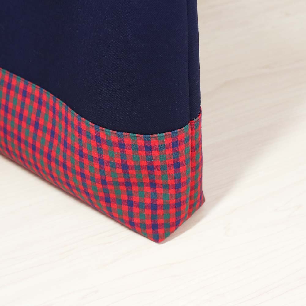 赤チェック 紺 タータンチェック マチあり レッスンバッグ / お稽古バッグ 手提げ 男の子 女の子 入園入学グッズ 通学バッグ 絵本バッグ 『ハンドメイドバッグ』『ハンドメイド作品』 3