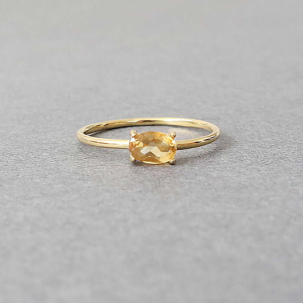 【11月誕生石】 シトリン オーバルファセットカット 約6x4mm 天然石 指輪 Silver925製 18KGP仕上げ ゴ..