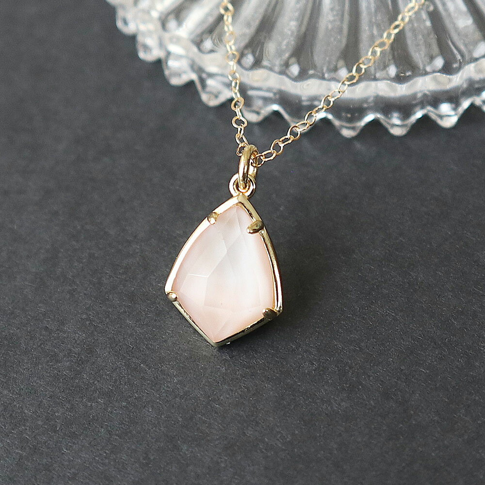 Rakuten - ピンクシェル × クリスタル マーキスカット 約16x12mm / 14KGF ゴールドフィールド ネックレス ゴールド 『ハンドメイドアクセサリー』