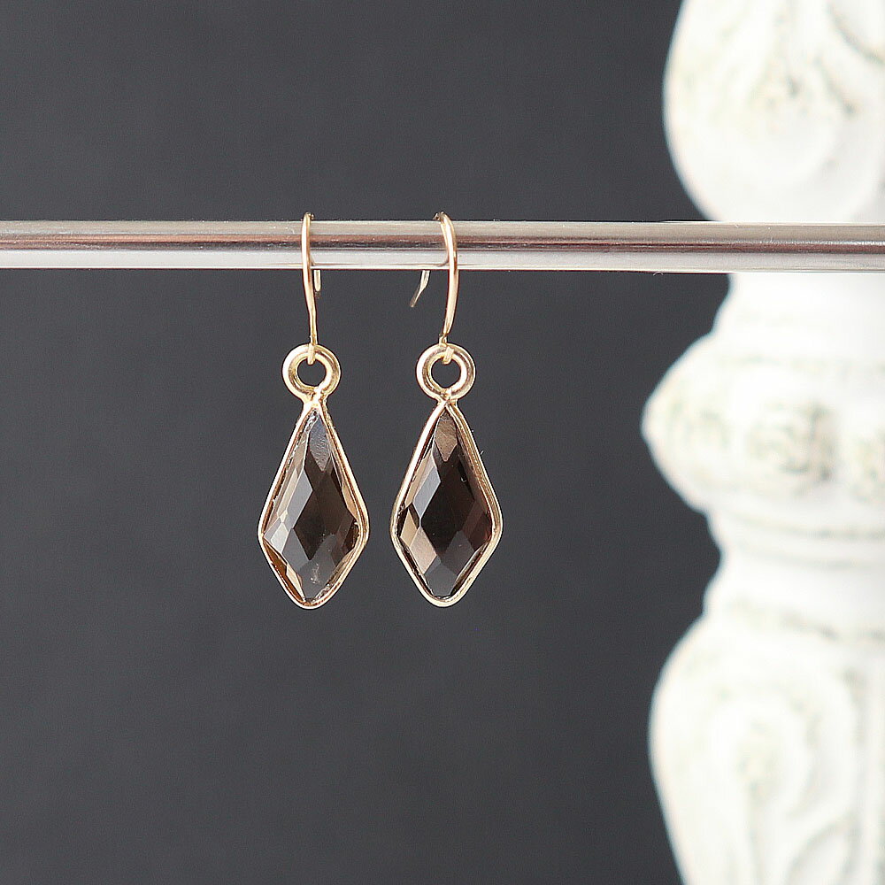 スモーキークォーツ枠留め変形ダイヤ...