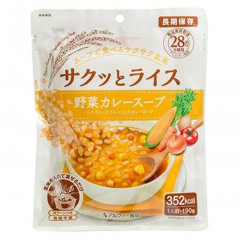 特定原材料等(アレルギー物質)28品目不使用の食物アレルギーに配慮した長期保存食。国産うるち米100%使用。食欲をそそるスパイスの香り豊かなドライカレーです。●簡単調理:お湯または水を注ぐだけ●時間短縮:熱湯の場合5分、水(20度)の場合30分でできあがり!アレンジ料理もあっという間に調理可能●長期保存:賞味期間は製造日から5年10か月間●食器不要:中にスプーンが入っていて、袋が容器になるので袋のまま食べられる●設計特性:軽量コンパクトで携帯性に優れお湯や水を加えても倒れにくい設計なので、アウトドアや旅行のお供におすすめ●その他:お湯や水を使う以外にも、調理アレンジや、炊飯器で早炊き、鍋調理も可能【注意事項】※袋のフチで手を切らないよう注意してください。※開封後は早めに召しあがってください。※アレルギーが心配な方や、アレルギー症状が重篤な方は、医師にご相談の上、召しあがってください。【作り方】(1)開封後、脱酸素剤とスプーン、調味粉末を取り出し、袋の底をよく広げてください。(2)調味粉末を入れ、お湯か水を袋内側の注水線(150mL)まで注ぎ、すぐによくまぜてください。(3)袋のファスナーを閉じてお待ちください。できあがったら底からまぜて召しあがってください。(食べられる時間のめやす:熱湯5分、水30分)内容量(70g×10袋)×2ボールサイズ個装サイズ：40.5×31.5×26.0cm重量個装重量：9200g仕様できあがり量:約220gハラール認証商品賞味期間：製造日より1,980日生産国日本お届けが1週間程度かかる場合があります。 こちらの商品はメーカー直送品のため、プレゼント用ラッピングの出来ない商品となっております。北海道・沖縄・離島は別途送料が必要となります。在庫更新のタイミングにより、在庫切れの場合はキャンセルさせていただく可能性があります。栄養成分【1袋(70g)あたり】熱量:263kcal食塩相当量:1.6g原材料具入り米:うるち米(国産)、乾燥具材(スイートコーン、乾燥にんじん、乾燥たまねぎ、デキストリン)カレー調味粉末:食塩、カレー粉、オニオンエキスパウダー、コーンスターチ、砂糖、ターメリックパウダー、クミンパウダー、ココアパウダー、混合香辛料、酵母エキス、ブラックペッパー、とうがらし/調味料(アミノ酸等)、香料、微粒二酸化ケイ素添加物情報:調味料(アミノ酸等)、香料、微粒二酸化ケイ素保存方法直射日光、高温多湿を避けて常温で保存してください。fk094igrjs