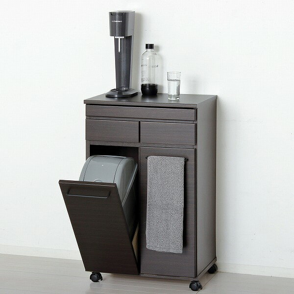 スライド棚付きダストボックス2D(ブラウン)(23733)【送料無料】(ゴミ分別ボックス、ダストボックス、ゴミ箱、ごみ箱、キッチン収納、ラック、キャビネット) [2]