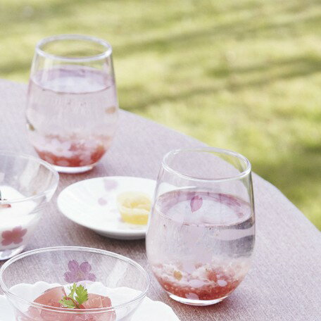 sakuraガラスグラスペア/ガラス/6x10.5cm/木箱入/JAPAN （16542） 【送料無料】（グラス、コップ、食器..