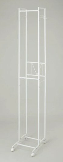 Belca 2段ハンガーラック伸縮タイプ　ホワイト（スリム）KP-2HS-W 幅30〜45cm【送料無料】（ハンガーラック、服吊り、ワードローブ、収納家具） 2