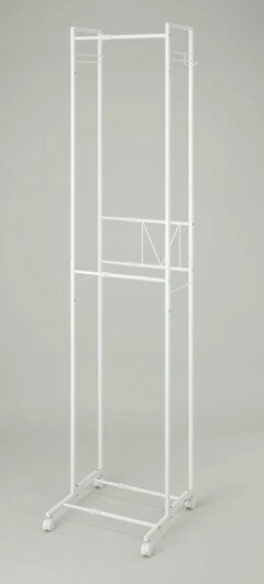 Belca 2段ハンガーラック伸縮タイプ　ホワイト（スリム）KP-2HS-W 幅30〜45cm【送料無料】（ハンガーラック、服吊り、ワードローブ、収納家具） 3