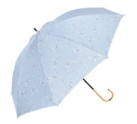Rakuten - because(ビコーズ)【晴雨兼用傘】長傘 PUリボンプリント（B-961642） 【送料無料】（アンブレラ、雨具、長傘、晴雨兼用、日傘）