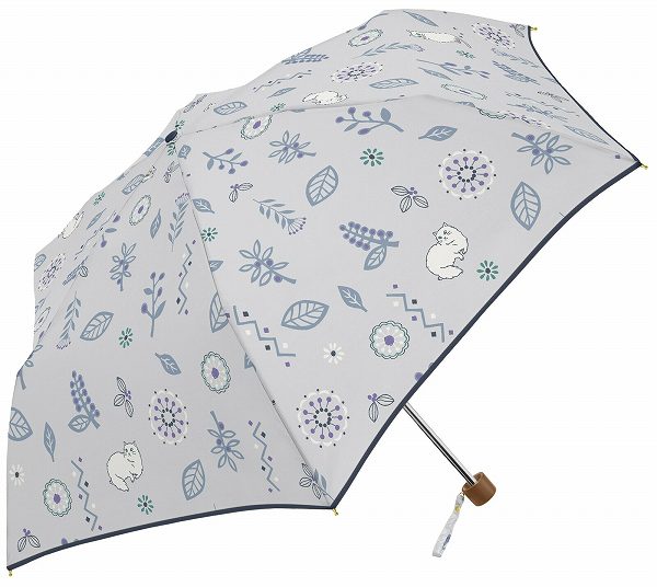 樂天商城 - 雨でも晴れでも安心★シルバーコーティング雨晴兼用　55cm耐風楽ミニ『kasvi&CAT』　【送料無料】 （日傘、UV対策、紫外線対策、晴雨兼用、傘、雨傘、折りたたみ傘、折畳傘）