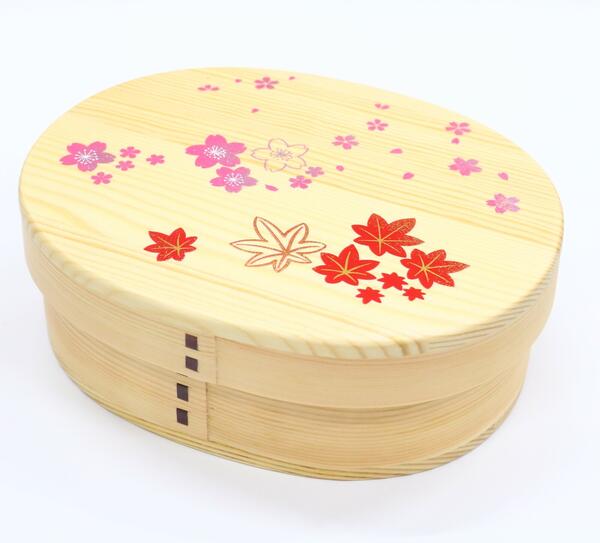 【桜ともみじ・BENTO cherry blossom】わっぱ弁当箱一段 大 ナチュラル （05W-ASSJ）【送料無料】 （お弁当箱,ランチボックス,ランチBOX、ピクニック）