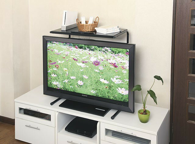 テレビ上ラック（ミニ） 伸縮タイプ 　ミニサイスは26インチまでの薄型テレビのほぼ全機種に対応しています。(TV-MX) 【送料無料】（TV台、テレビスタンド、AVラック、収納家具、シェルフ）