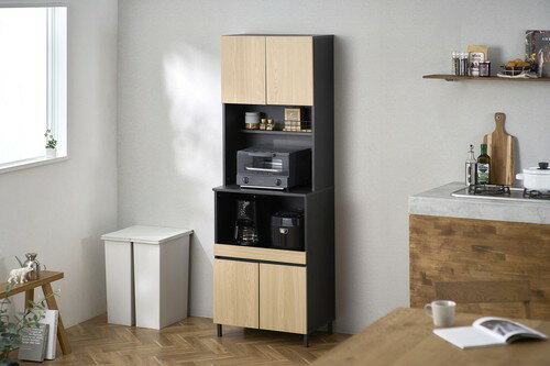 【アイリスオーヤマ】キッチンキャビネット 　KCB-590BTナチュラルナチュラル/ブラ...