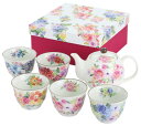 ■美濃焼ギフト■花音色5客ポット茶器 花音色5客ポット茶器/1セット(煎茶碗×5、ポット×1)(03936)【送料無料】(キッチン、食器、贈答、カップ、湯呑み)
