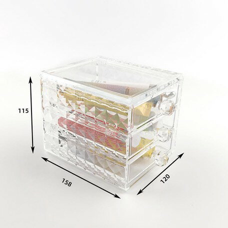 アクリル コスメ 小引出し 3段 （Y-1049） 【送料無料】（事務用品、文房具・書類収納ケース、収納ボックス、小物入れ）