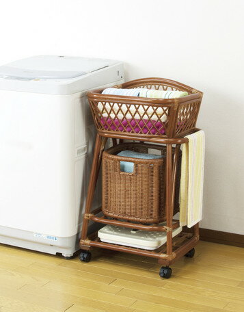 （1週間前後出荷）天然籐2段ランドリー（03081） 【送料無料】 （ランドリーバスケット、カゴ、収納ボ..