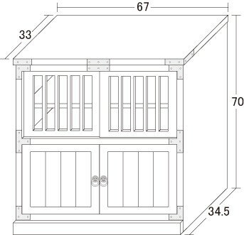 民芸調　水屋（64735） 【送料無料】（収納家具、チェスト、キャビネット、リビン...