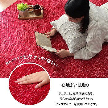 ホットカーペット対応 サンゴマイヤー ラグカーペット 正方形 約185×185cm オレンジ 5705579 【送料無料】(カーペット、ラグ、マット) [2]