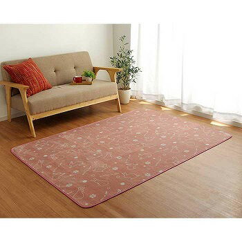 Rakuten - ホットカーペット対応 フランネルラグ ウサギ柄 1.5畳 約130×185cm ピンク 9845024 【送料無料】（カーペット、ラグ、マット）
