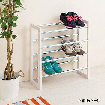 伸縮式シューズラック4段 NK-7304 WH 【送料無料】（シューズBOX、下駄箱）