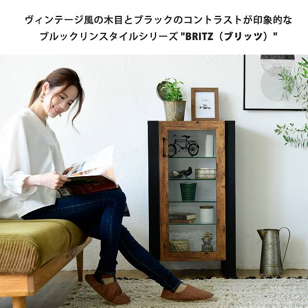 【FBR-0004】 コレクションラック 棚 高さ 90cm 可動棚 飾り棚 ディスプレイ 扉付...