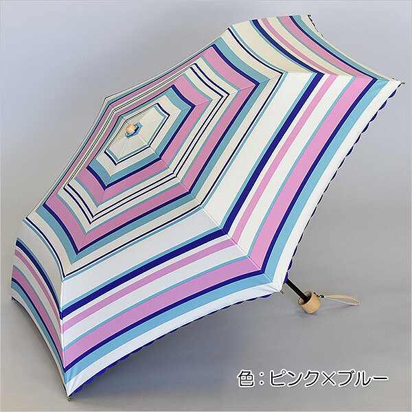【晴雨兼用傘】50cm簡単開閉ミニ傘　マルチボーダー　ブラックコーティング加工　UVカット　遮光遮熱（007 F） 【送料無料】（アンブレラ、雨具、折畳傘、折畳み傘、折りたたみ傘、晴雨兼用傘、日傘）