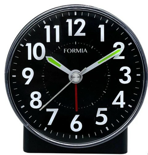 FORMIA 連続秒針 電子音 スヌーズ ライト 目覚まし 置き【HT-A043W-BK】ブラック【送料無料】（卓上時..