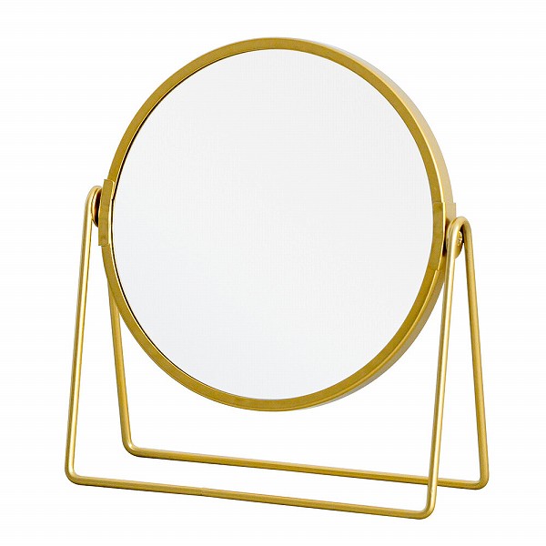 3倍鏡付卓上ミラー(ロータイプ) メイク ヴィンテージ 置き型 ゴールド 真鍮風 (NK-253GD)【送料無料】(インテリア雑貨、卓上ミラー、鏡、スタンドミラー、洗面グッズ) [2]