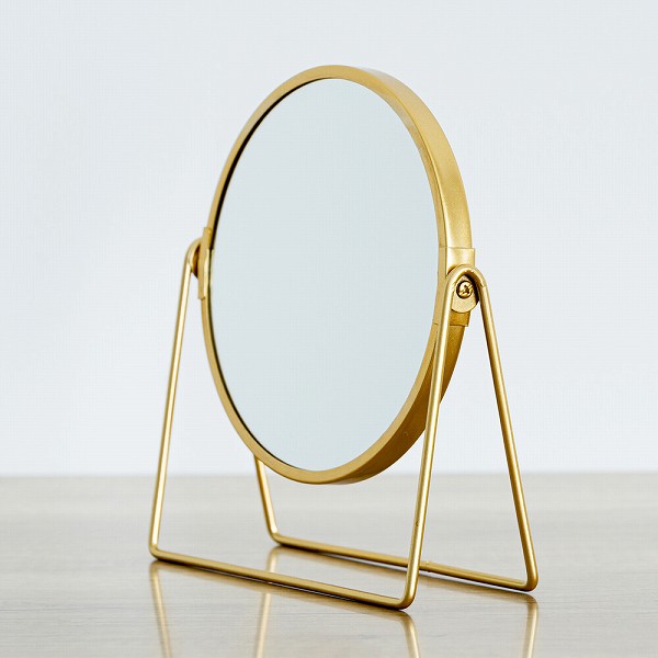 3倍鏡付卓上ミラー(ロータイプ) メイク ヴィンテージ 置き型 ゴールド 真鍮風 (NK-253GD)【送料無料】(インテリア雑貨、卓上ミラー、鏡、スタンドミラー、洗面グッズ) [3]