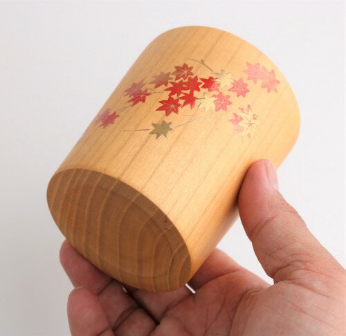 （納期10日程度）≪5個セット≫　秋の情緒を感じるカップ【gold and silver lacquer】wooden/蒔絵カップ紅葉　ナチュラル系 （WK12-momiji） 【送料無料】（キッチン、食器、カップ、湯呑み） 3