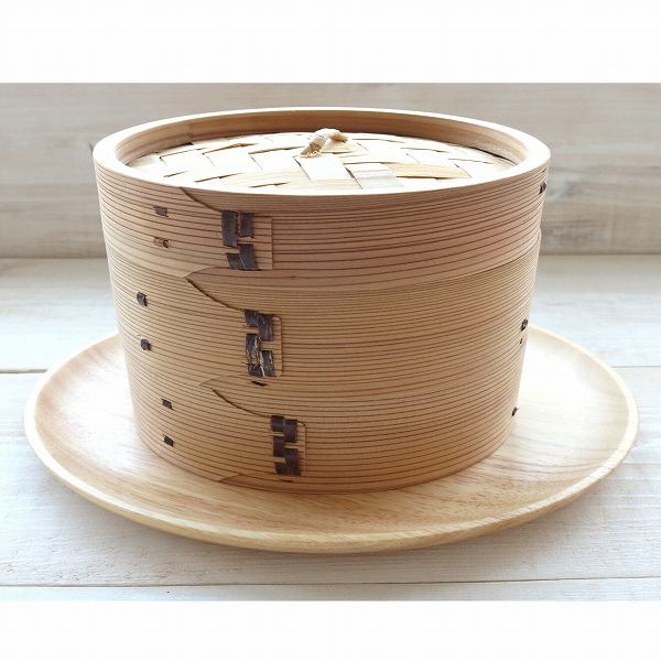 蒸し物専用【新デザイン・手造り・無塗装】中華二段せいろ　21cm（SER-3-5）【送料無料】(セイロ、調理..