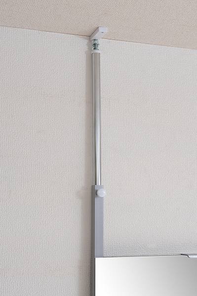突っ張り壁面ミラー  幅40cm シルバー色 【送料無料】(全身鏡、スタンドミラー)(楽天ランキング受賞・スタンドミラー 金属製フレーム 4位、2017/6/25集計日、6/26更新日、デイリー) [3]