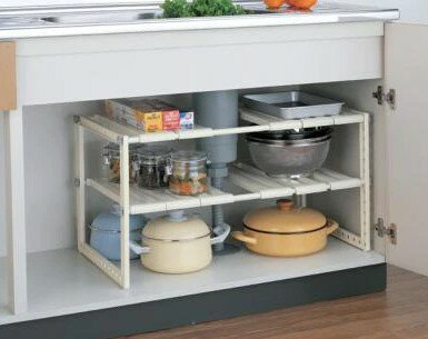 伸縮性　シンク下フリーラック　ワイド・伸縮タイプ 　KW2-EX【送料無料】（キッチン収納、キッチンラ..