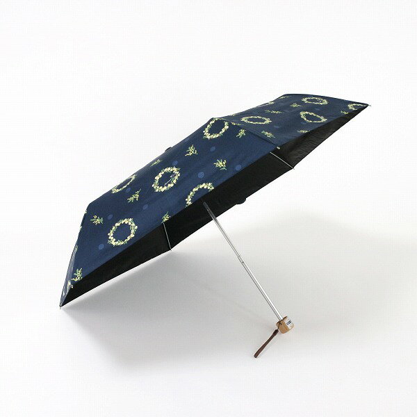 【遮光＆遮熱】黒コーティング晴雨兼用傘 50cm楽ミニ『ミモザリース mini』【送料無料】 （日傘、UV対策、紫外線対策、晴雨兼用、傘、雨傘、折りたたみ傘、折畳傘）