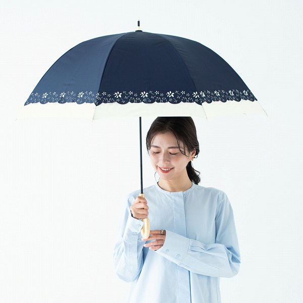 乐天商城 - 【遮光＆遮熱】黒コーティング晴雨兼用傘　55cm手開き『シマエナガのヒートカット切継ぎ』【送料無料】 （日傘、UV対策、紫外線対策、晴雨兼用、傘、雨傘、長傘）