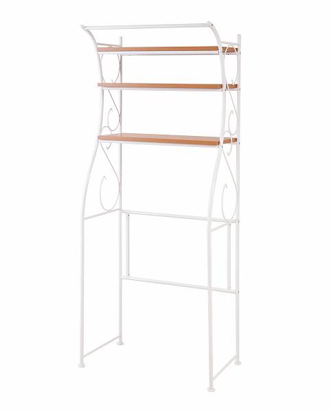 (納期10日前後出荷)アーチデザイン カントリー調 ランドリーラック 棚3段 【送料無料】(つっぱり 薄型 ラダー サニタリー、ハンガースタンド、ラック、コート...