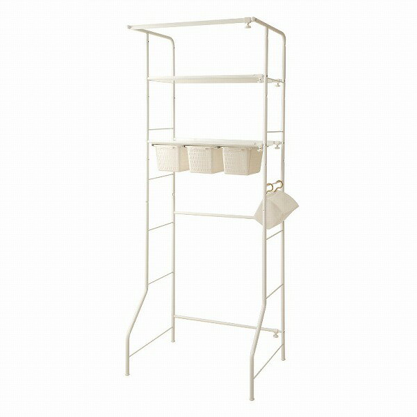 （納期10日前後出荷）洗濯機ラック（棚2段・小物カゴ3個）【壁面収納】 nj-0069【送料無料】（洗面収納、収納家具、洗濯機ラック、スチールラック、シェルフ）