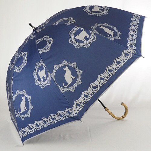 晴雨兼用傘 レース×ねこ柄 折畳み傘 UVカット 日傘 雨傘 （HM3S7261） 【送料無料】（アンブレラ、傘、雨具、晴雨兼用、日傘、ねこ、ネコ、猫）