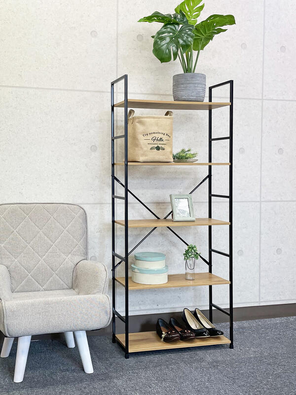 薄型壁面シェルフ　ワイド5段　棚　家具 （HUS-W05）【送料無料】（オープンラック、シェルフ、リビング家具、収納家具、本棚、書棚、店舗用品）