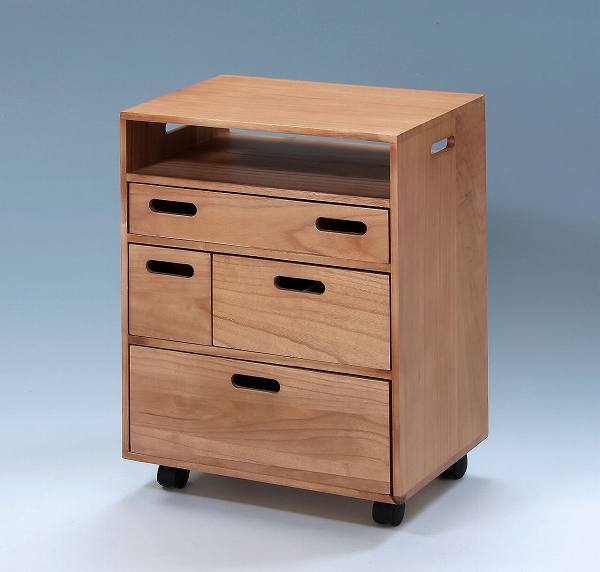 （納期1週間前後出荷）両面引き出し式　収納上手なテーブル下ワゴン　（TAN-151）ナチュラル/ダークブラウン【送料無料】（収納家具、サイドチェスト、キャビネット、リビング収納家具）