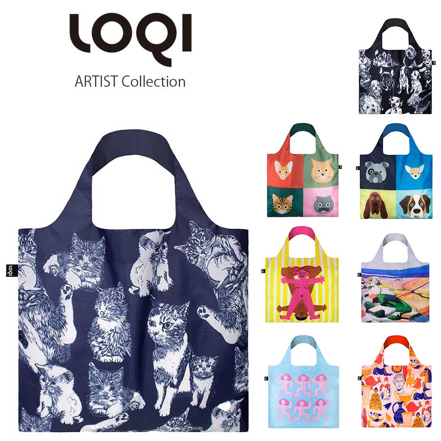 ローキー 【新商品】エコバッグ LOQI ローキー Artist Collection マイバッグ コンビニエコバッグ トートバッグ 買い物バッグ 折りたたみ コンパクト しまえる 軽量 軽い 大容量 大きい 買物バッグ サブバッグ ポーチ付き レジ袋 ブランド